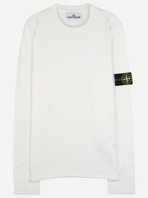 Raw Hand Cotton Crewneck Knit Top White - STONE ISLAND - BALAAN 2