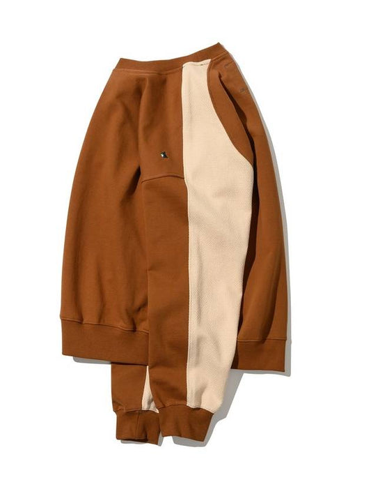 Logo embroidery color combination sweatshirt camel - UJBECOMING - BALAAN 1