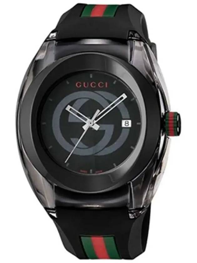 Sync Men's Black Dial and Black Rubber Strap Wristwatch - GUCCI - BALAAN 4