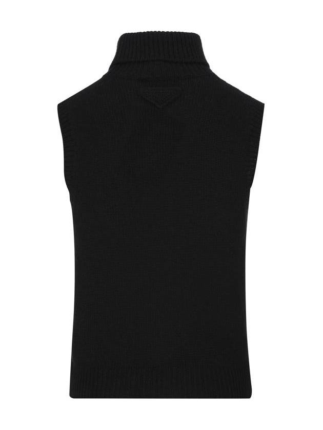 Cashmere Turtleneck Vest Black - PRADA - BALAAN 3