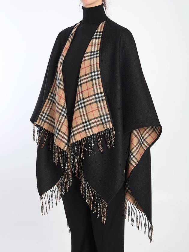 Check Reversible Wool Cape Black - BURBERRY - BALAAN 3