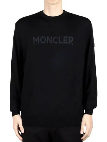 Men s Logo Print Wool Sweater Knit Black 9C00011 M1180 999 - MONCLER - BALAAN 1