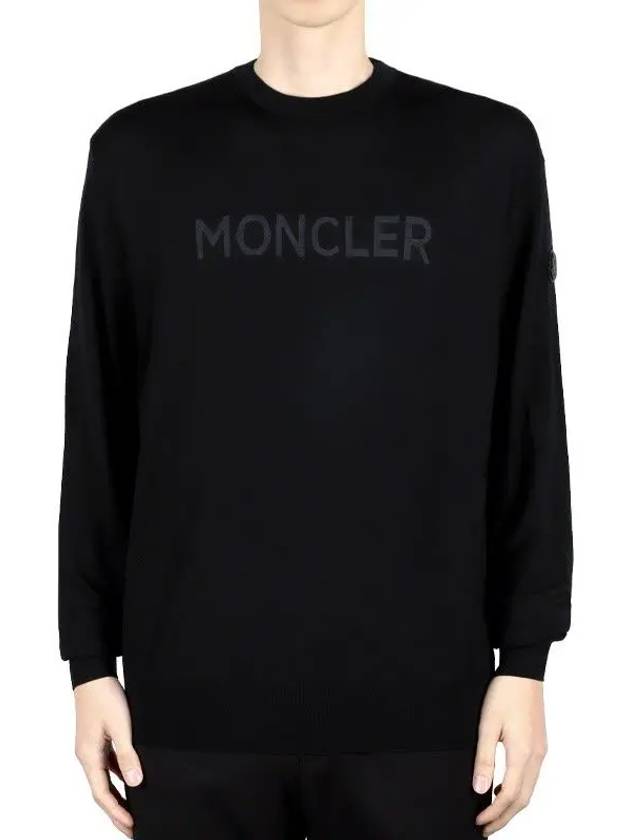 Men s Logo Print Wool Sweater Knit Black 9C00011 M1180 999 - MONCLER - BALAAN 2