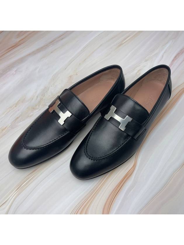 Paris Loafers Goatskin Palladium Noir - HERMES - BALAAN 2