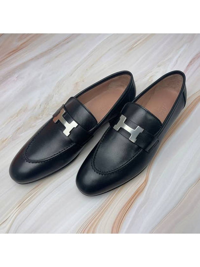 Paris Loafers Goatskin Palladium Noir - HERMES - BALAAN 2