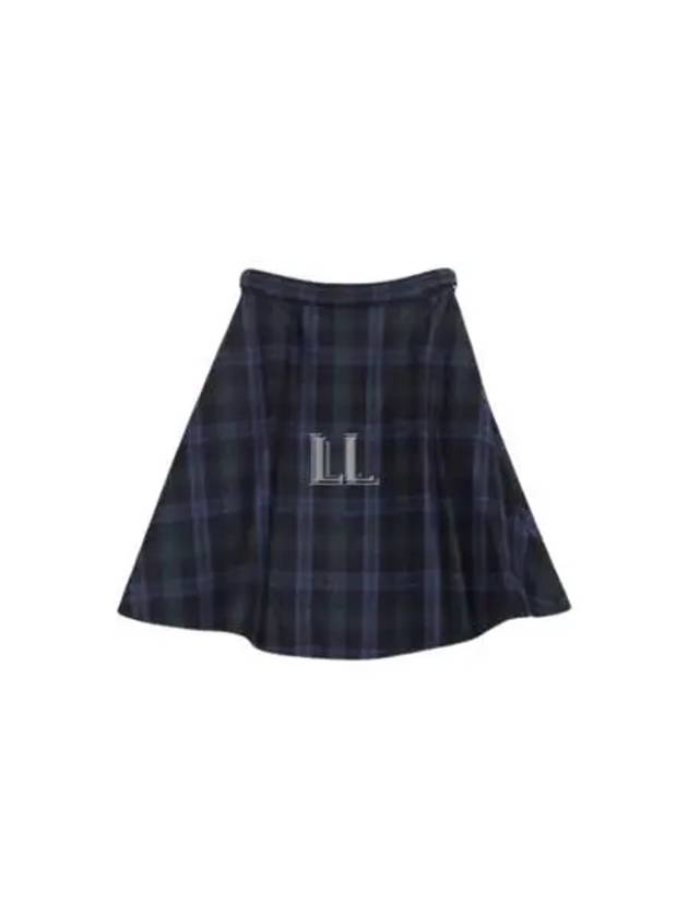 Tartan Flannel Side Tab A Line Skirt Blue - THOM BROWNE - BALAAN 2