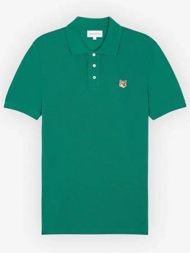 Fox Head Patch Cotton Polo Shirt Green - MAISON KITSUNE - BALAAN 2