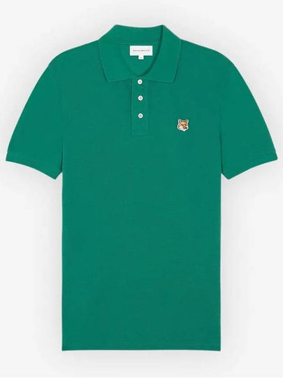 Fox Head Patch Cotton Polo Shirt Green - MAISON KITSUNE - BALAAN 2