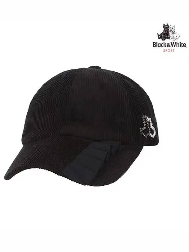 Women’s Corduroy Ribbon Ball Cap 8412LXACBLACK - BLACK&WHITE - BALAAN 1