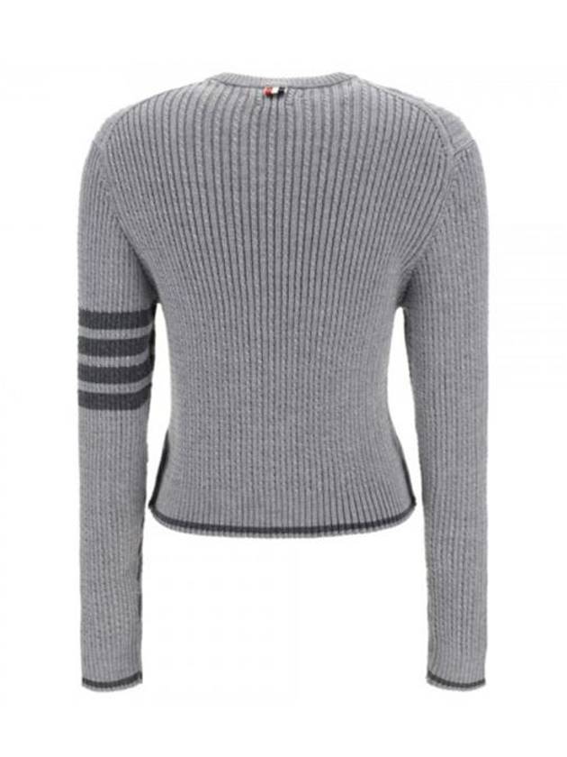 4 Bar Stripe Cable Knit Top White - THOM BROWNE - BALAAN 4