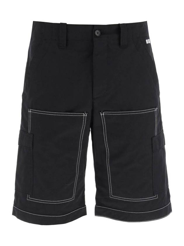 Stitching Embroidered Logo Cargo Shorts Black - MSGM - BALAAN 2