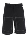 Stitching Embroidered Logo Cargo Shorts Black - MSGM - BALAAN 1