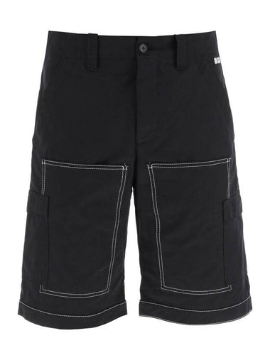 Stitching Embroidered Logo Cargo Shorts Black - MSGM - BALAAN 1