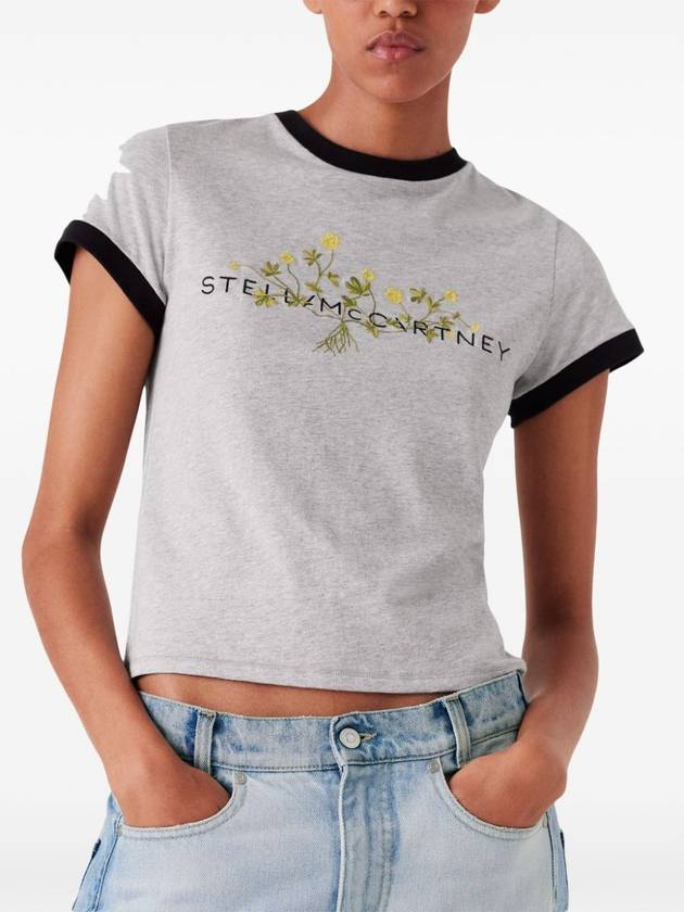 Logo Floral Embroidered T-Shirt - STELLA MCCARTNEY - BALAAN 3