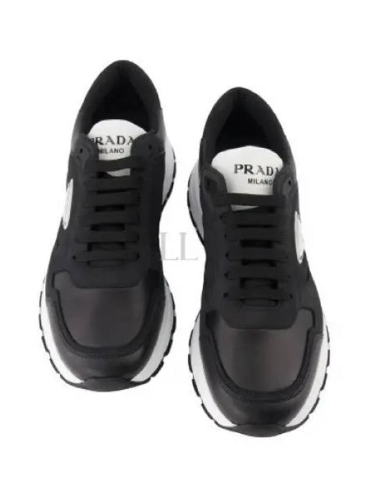 Nubuck Nylon Low Top Sneakers Black - PRADA - BALAAN 2