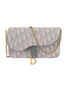 Saddle Chain Oblique Jacquard Pouch Bag Grey - DIOR - BALAAN 1