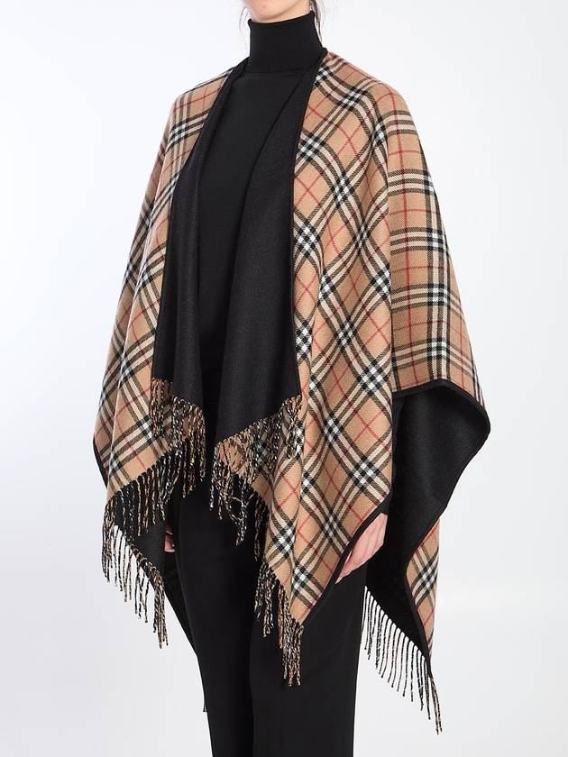 Check Reversible Wool Cape Black - BURBERRY - BALAAN 6