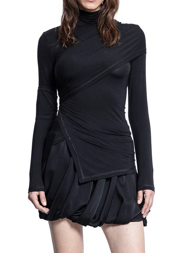 Women's Ruched Layered Panels Mock Polar Black - HELMUT LANG - BALAAN 2