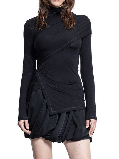 Women's Ruched Layered Panels Mock Polar Black - HELMUT LANG - BALAAN 2