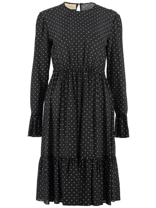 Polka Dot GG Silk Midi Dress Black - GUCCI - BALAAN 2