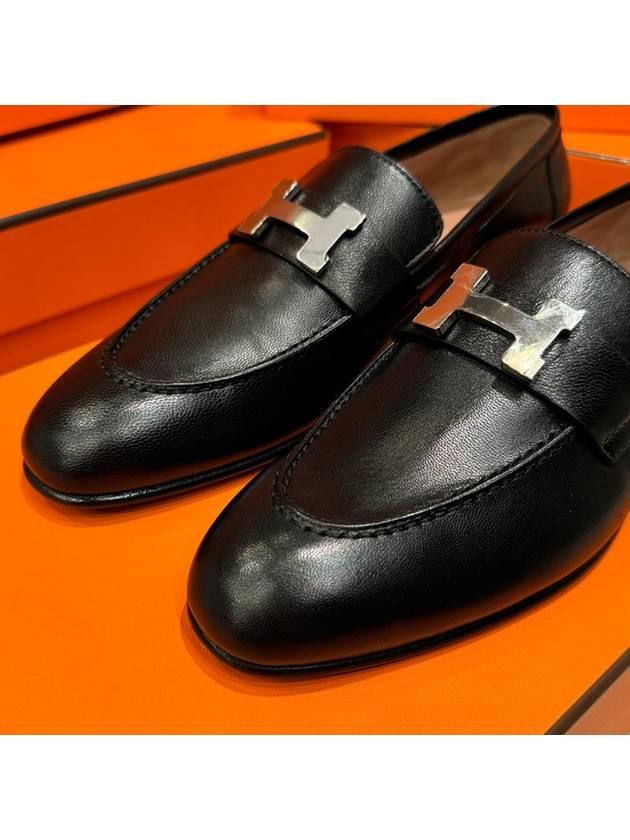 Paris Loafers Goatskin Palladium Noir - HERMES - BALAAN 3