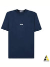 Logo Print Cotton Short Sleeve T-Shirt Navy - MSGM - BALAAN 2