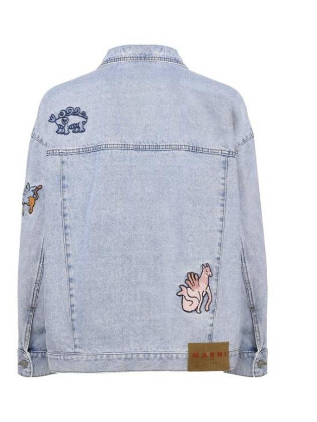 Overfit Embroidered Denim Jacket Illusion Blue - MARNI - BALAAN 3