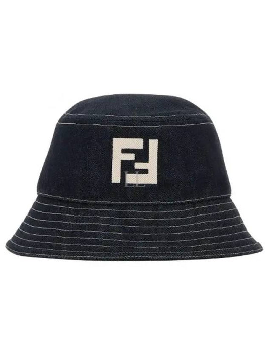 Logo Denim Bucket Hat Navy - FENDI - BALAAN 2