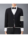 4 Bar Relaxed Fit Fine Merino Wool Cardigan Black - THOM BROWNE - BALAAN 2