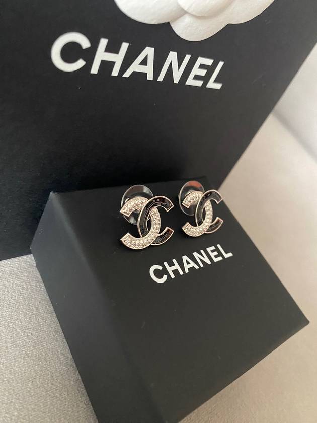 CC Logo EarringsHalf Black Silver EarringsABB931 - CHANEL - BALAAN 6