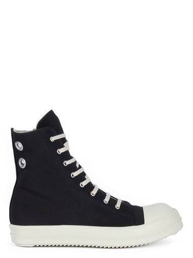 Lido Cotton High Top Sneakers Black - RICK OWENS - BALAAN 1