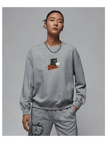 Jordan Brooklyn Fleece Women s French Terry Crewneck Sweatshirt Dark Gray Heather HV1749 063 743514 - NIKE - BALAAN 1