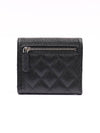 Small Classic Flap Wallet Grained Calfskin Silver Black - CHANEL - BALAAN 4