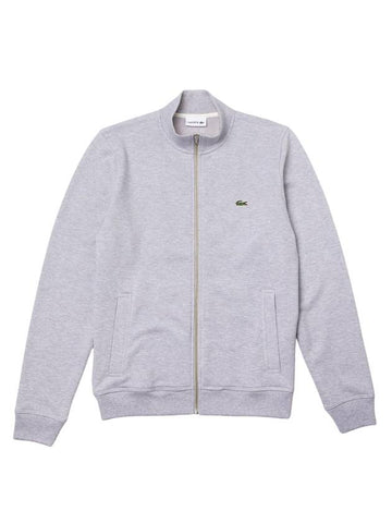 Zippered Stand Up Collar Pique Fleece Track Jacket Grey - LACOSTE - BALAAN 1