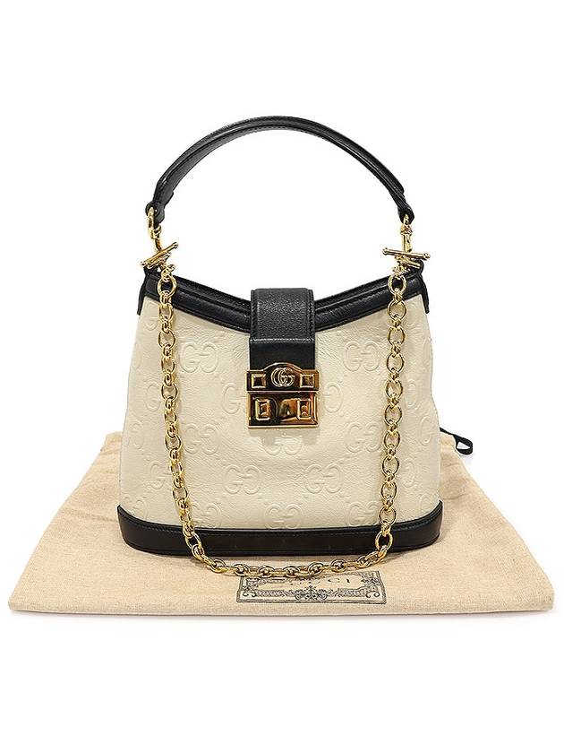 675788 White Black Two tone GG Emboss Leather Small Shoulder Bag 2WAY - GUCCI - BALAAN 2