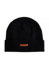 Logo Tag Rib Knit Beanie Black - HERON PRESTON - BALAAN 1