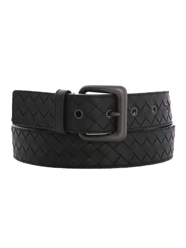 Intrecciato Leather Belt Black - BOTTEGA VENETA - BALAAN 1