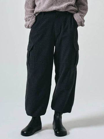 Wool Cargo Parachute Track Pants Grey - NOIRER - BALAAN 1