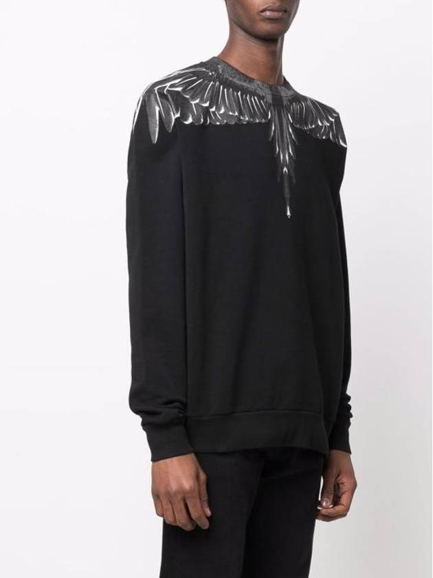 Icon Wing Print Crew Neck Sweatshirt Black White - MARCELO BURLON - BALAAN 3