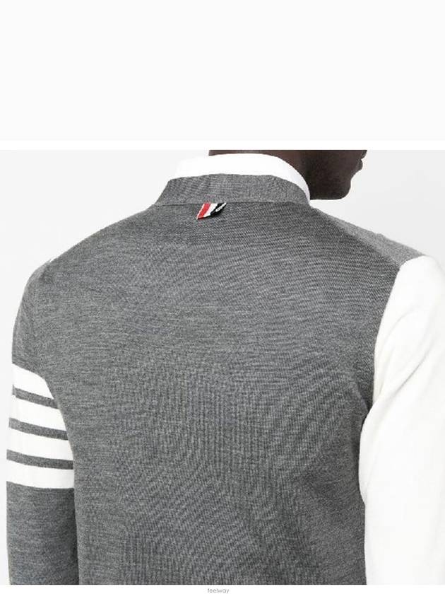 Men's Sustainable Classic Diagonal Wool Cardigan Tonal Grey - THOM BROWNE - BALAAN 6