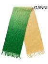 gradient fringe mohair muffler kelly green - GANNI - BALAAN.