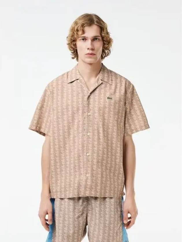 Men's Signature Monogram Short Sleeve Shirt Cookie - LACOSTE - BALAAN 2