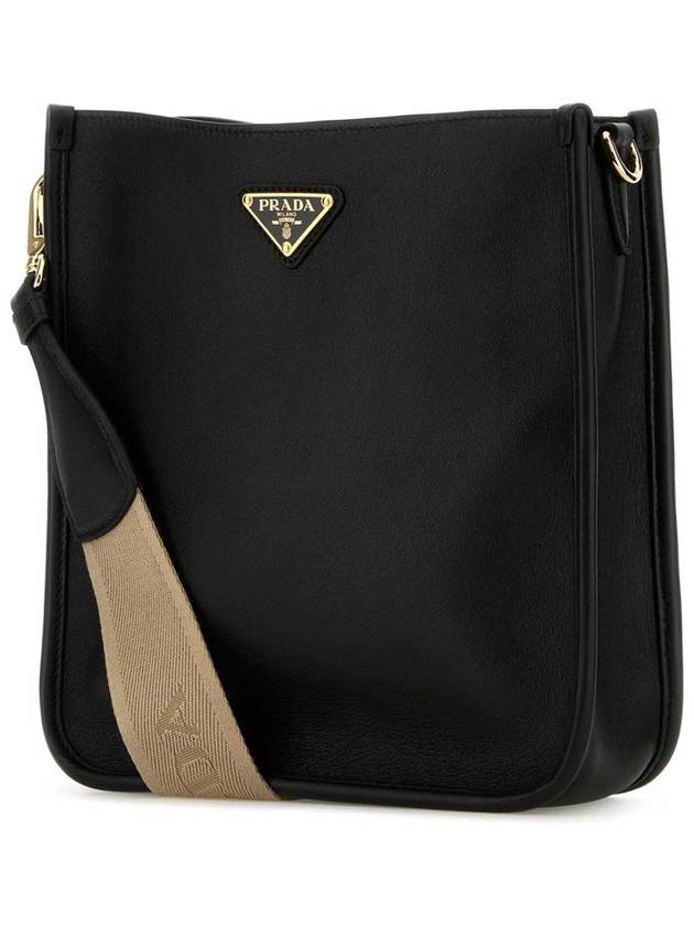 Triangle Logo Leather Cross Bag Black - PRADA - BALAAN 3