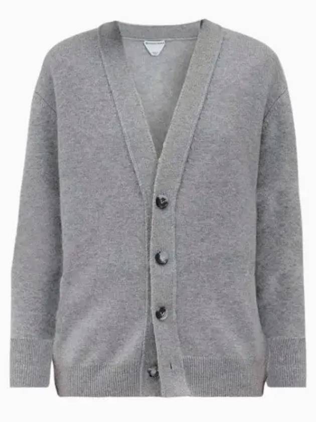 Intrecciato Leather Patch Cardigan Light Grey Melange - BOTTEGA VENETA - BALAAN 2