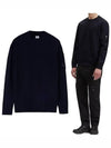 Men's Lens Wappen Pocket Knit Top Navy - CP COMPANY - BALAAN.