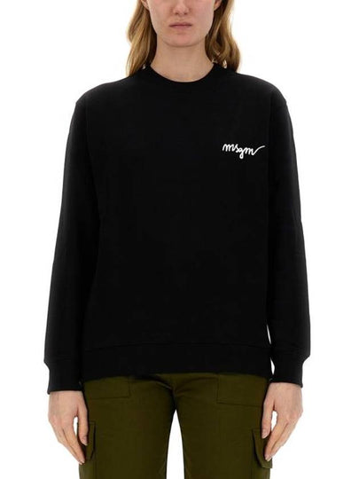 Embroidered Logo Cotton Sweatshirt Black - MSGM - BALAAN 2