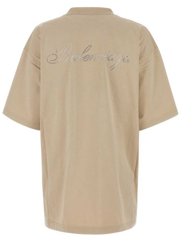 Logo Print Short Sleeve T-Shirt Beige - BALENCIAGA - BALAAN 3