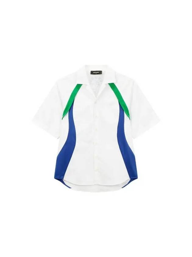 Men s Color Matching Point Cotton Bowling Shirt White - DSQUARED2 - BALAAN 1