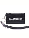 Logo Crocodile Embossed Neck Strap Card Wallet Black - BALENCIAGA - BALAAN 3