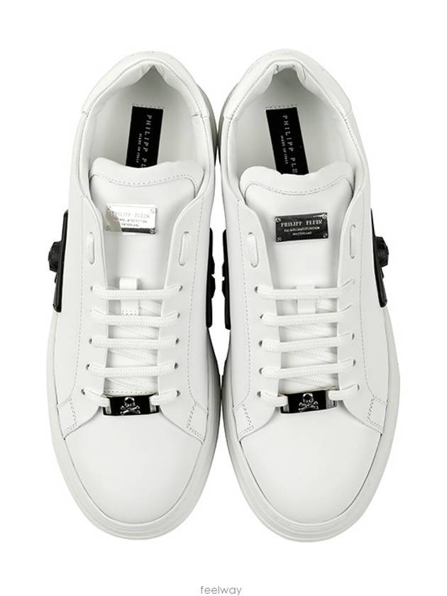 Kicks Rubber Rised Leather Low Top Sneakers White - PHILIPP PLEIN - BALAAN 4